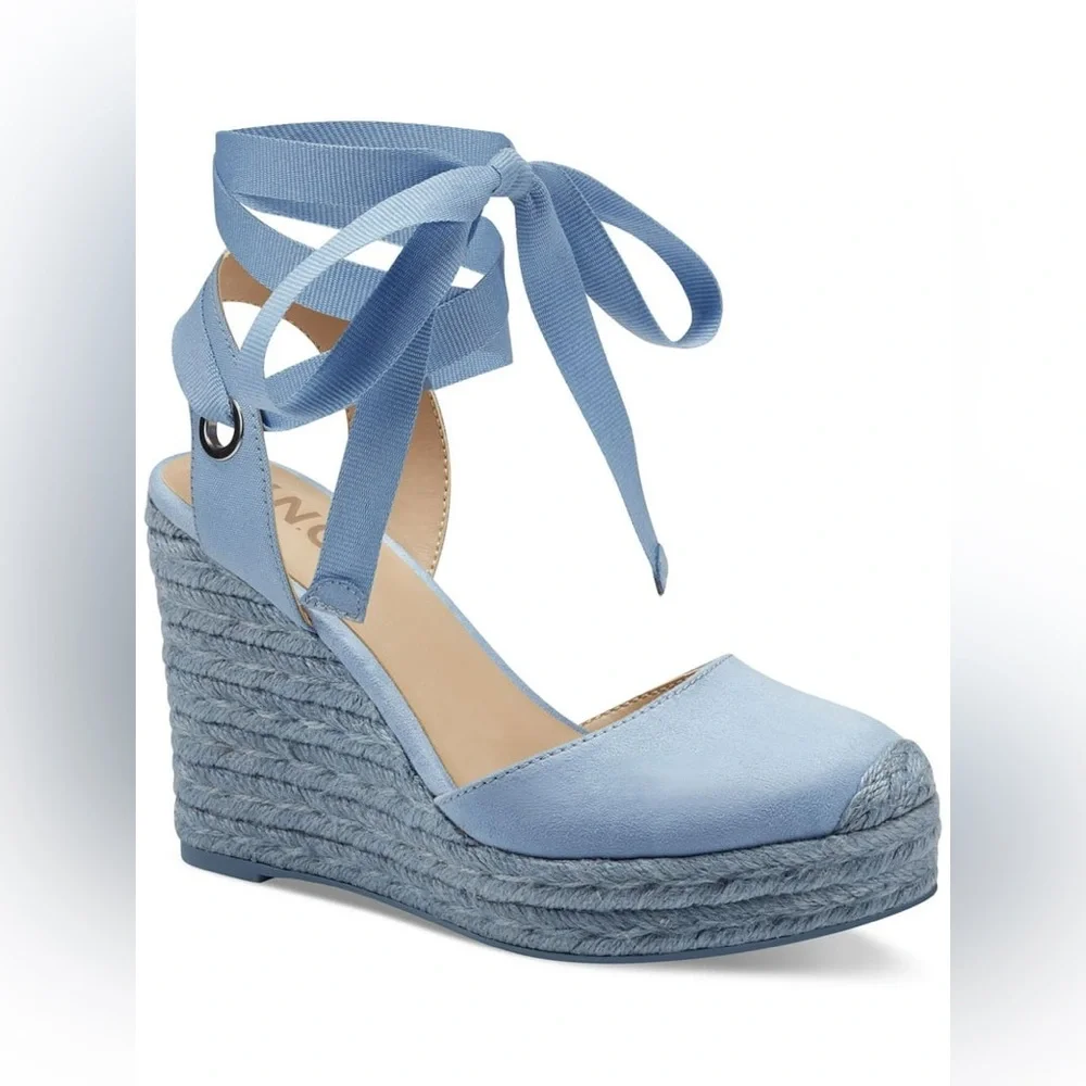 INC Maisie Almond Toe Lace Up Ankle Wedge Espadrille Sz 10 BNWOB